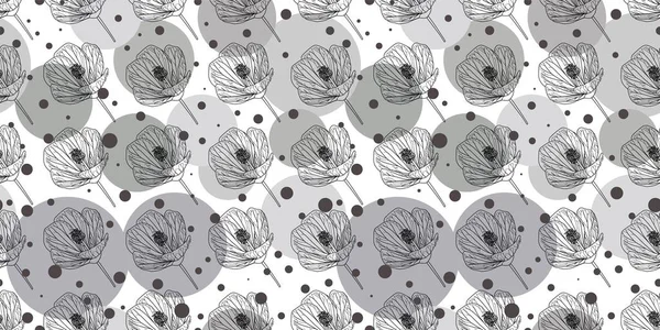 Абстрактный Цветочный Узор Тонкий Прозрачный Узор Текстиля Тканей Серый Черный — стоковый вектор
