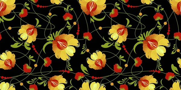 Абстрактный Цветочный Узор Хризантемы Текстиля Тканей Розовые Вишневые Цвета Черный — стоковый вектор