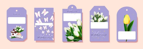 Gift Tag Mother Day Mommy Spring Holiday Tulips First Spring — vektorikuva