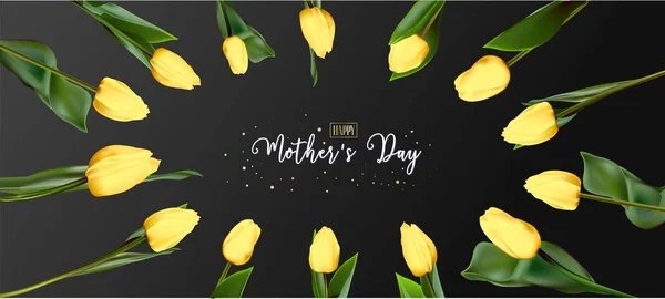 Mother Day Handwritten Text Flowers Template Poster Postcard Banner Bouquet — Vetor de Stock