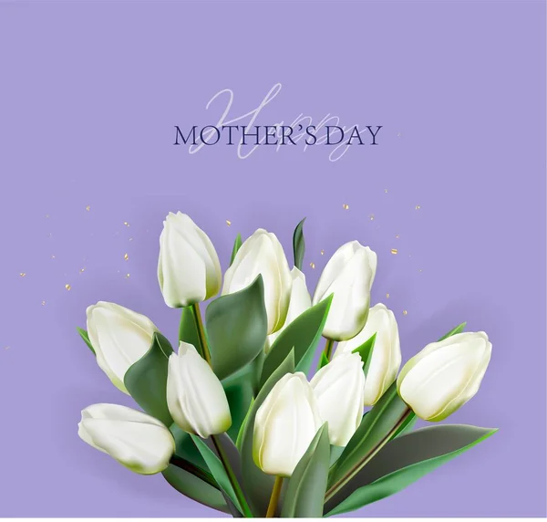 Mother Day Handwritten Text Flowers Template Poster Postcard Banner Bouquet — Vetor de Stock