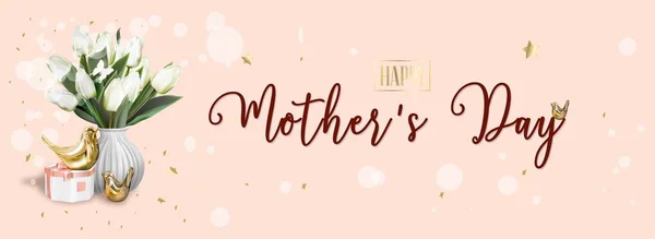 Mothers Day Greeting Card Template Print Ready Postcard Mockup International — Vetor de Stock