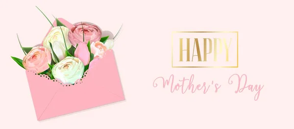 Mother Day Greeting Card Template Print Ready Postcard Mockup Lettering — Archivo Imágenes Vectoriales