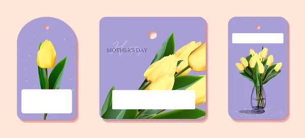 Mother Day Greeting Card Template Print Ready Postcard Mockup Lettering — Stock Vector