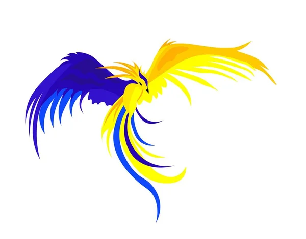 Phoenix Illustration Vectorielle Faveur Ukraine Oiseau Jaune Bleu Imprimé Shirt — Image vectorielle