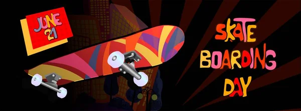 Gehen Sie Skateboarding Day Buchstaben Plakatgestaltung Illustration Lustiges Skateboard Skatepark — Stockvektor