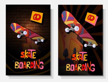 Kaykay posteri. Kaykay günü. Modern tarz. Gençler için son moda pankart veya kartpostal.