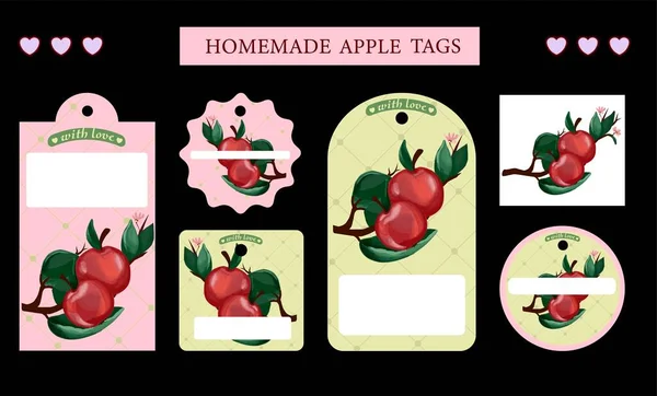 Autocollants Inscription Culinaire Étiquettes Confiture Pommes Seringues Culinaires Étiquettes Cuisson — Image vectorielle