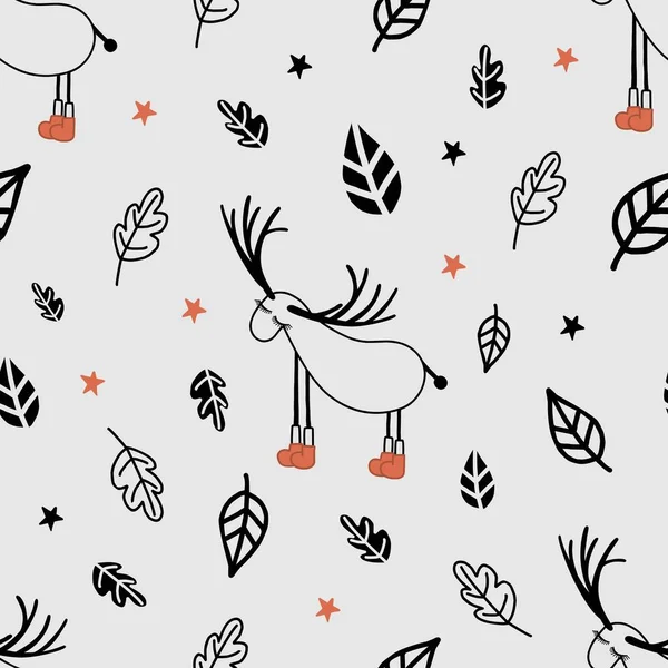 Seamless Digital Paper Children Seamless Pattern Deers Reindeer Scandinavian Style — Διανυσματικό Αρχείο