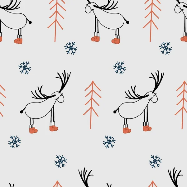 Seamless Digital Paper Children Seamless Pattern Deers Reindeer Scandinavian Style — Stockový vektor