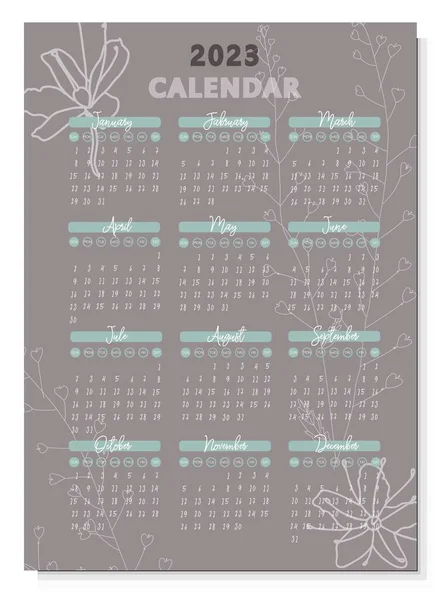 Calendar 2023 Simple Design Grey Colour Vector Illustration — Image vectorielle