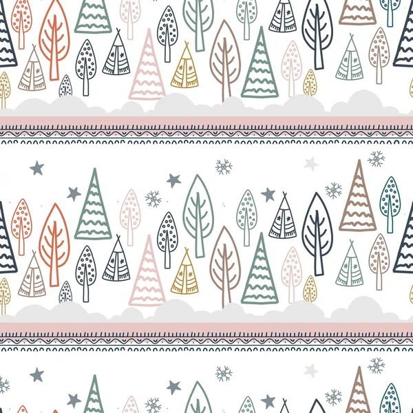 Seamless Digital Paper Childrens Room Wallpaper Childrens Textile Design Forest — Stockvektor