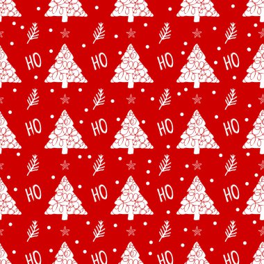 ho ho Christmas wrapping paper, seamless red Christmas pattern