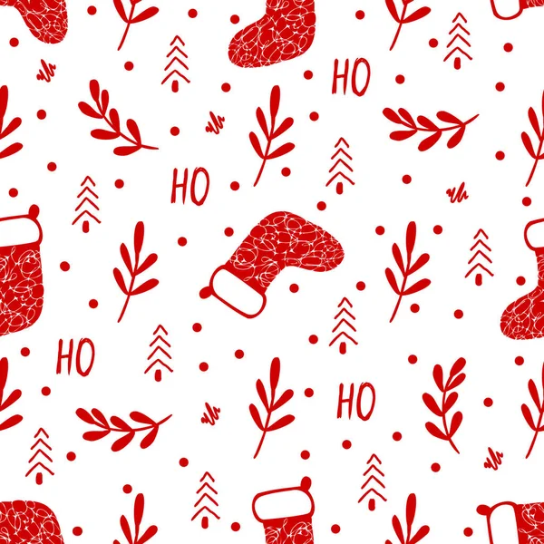 Red Christmas Seamless Modern Pattern Christmas Symbols Suitable Wrapping Paper — Stockový vektor