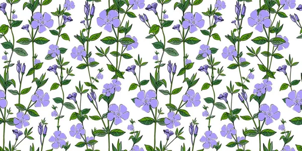Nca Nor Fritillaria Pattern Textile Fabric Little Blue Flowers White — Stock Vector