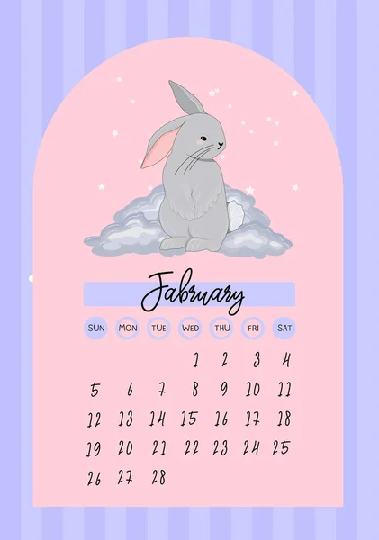 Календар 2023 Року Рік Кролика Символ Року Vnrtical Calendar Bunny — стоковий вектор