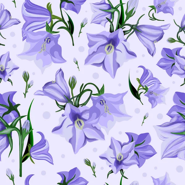 Patrón Flores Campana Azul Flores Azules Campo Sobre Fondo Opaco — Vector de stock