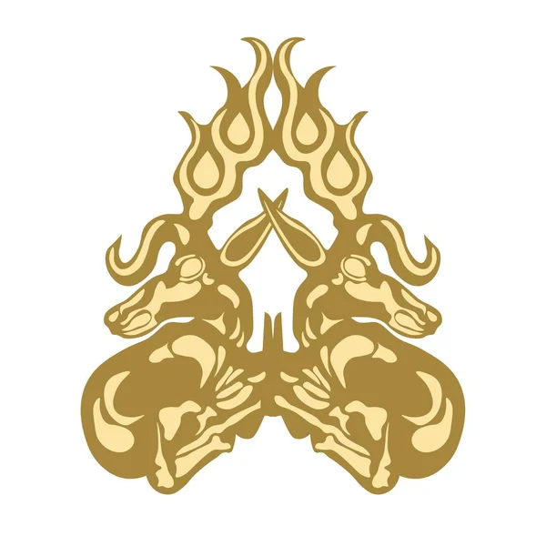 Ornement Scythe Style Zoologique Logo Cerf — Image vectorielle