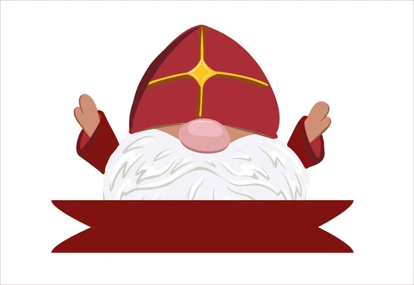 Sint Nicolaas Geïsoleerd Witte Achtergrond Handen Omhoog Piep Header Sinterklaas — Stockvector