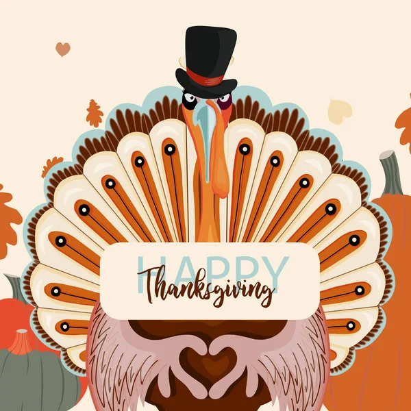 Постер Персонажа Дня Благодарения Осенний Семейный Ужин Турция — стоковый вектор
