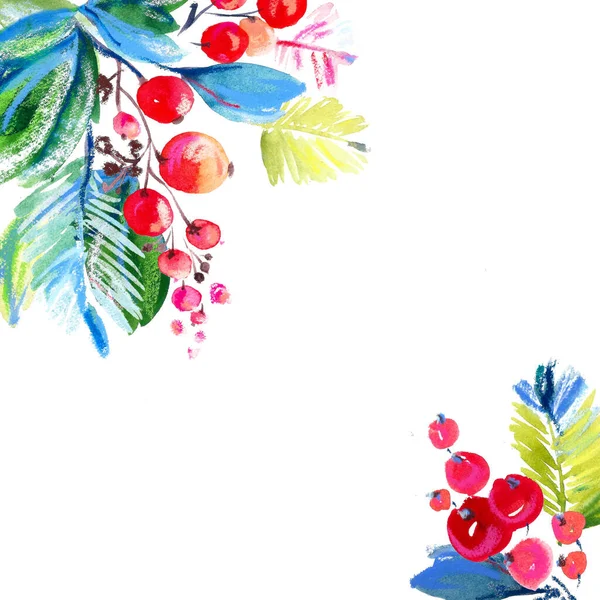 Natal Berries Meriah Latar Belakang Tahun Baru Dan Konsep Liburan — Stok Foto