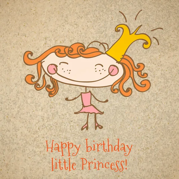 Κάρτα γενεθλίων με ένα κορίτσι πριγκίπισσα. Χαρούμενα Γενέθλια. διάνυσμα τέχνη-εικονογράφηση. Royalty Free Εικονογραφήσεις Αρχείου