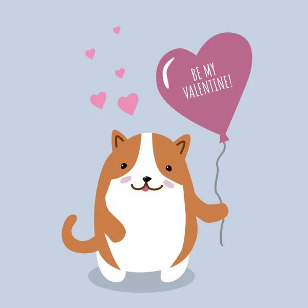 Sii Mio San Valentino Graziosa Illustrazione Con Gatto Innamorato — Vettoriale Stock