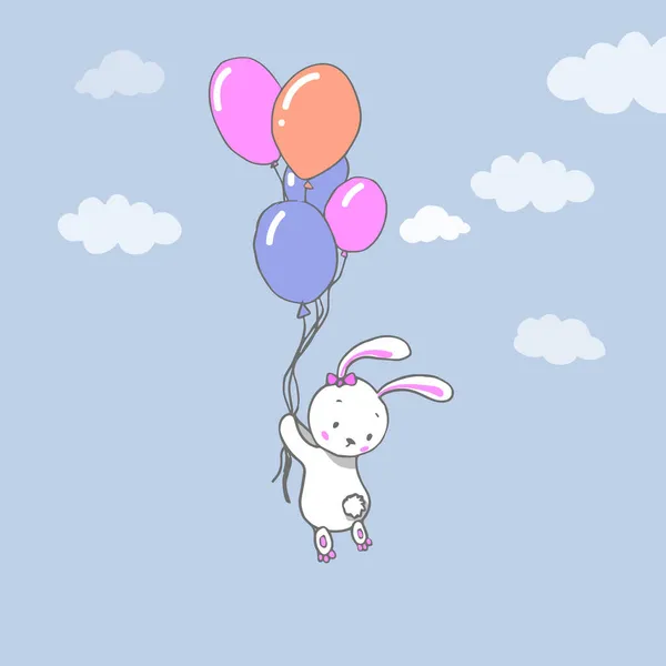 Vector Illustration Rabbit Baloons — Stock Vector