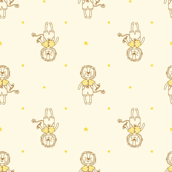 Motif Vectoriel Sans Couture Avec Des Lions Mignons — Image vectorielle