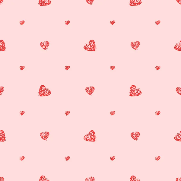 Seamless Pattern Red Hearts — Stock Vector