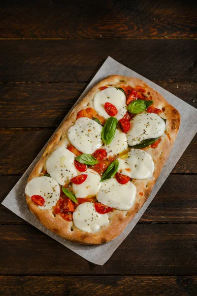 Margarita Pizzą Pomidorami Serem — Zdjęcie stockowe