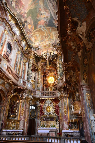 Munique Baviera Alemanha 2021 Vista Interior Igreja Asam Asamkirche Estilo — Fotografia de Stock