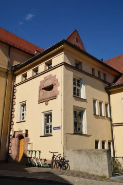 Nuremberg, Almanya 08.24.2021: Almanya 'nın Bavyera kentindeki tarihi binalar