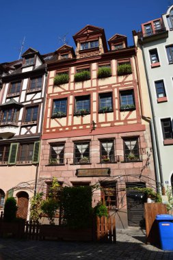 Nuremberg, Almanya 08.24.2021: Almanya 'nın Bavyera kentindeki tarihi binalar