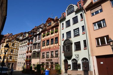 Nuremberg, Almanya 08.24.2021: Almanya 'nın Bavyera kentindeki tarihi binalar