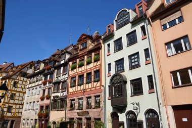 Nuremberg, Almanya 08.24.2021: Almanya 'nın Bavyera kentindeki tarihi binalar