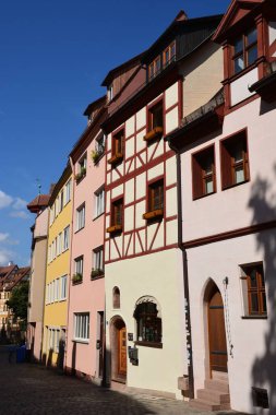 Nuremberg, Almanya 08.24.2021: Almanya 'nın Bavyera kentindeki tarihi binalar