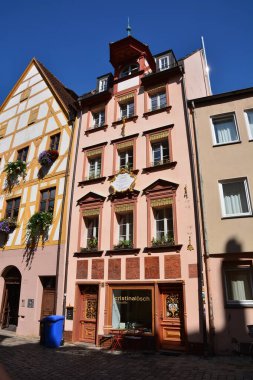 Nuremberg, Almanya 08.24.2021: Almanya 'nın Bavyera kentindeki tarihi binalar