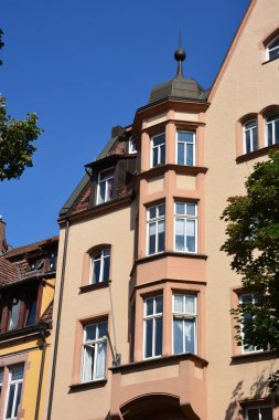 Nuremberg, Almanya 08.24.2021: Almanya 'nın Bavyera kentindeki tarihi binalar