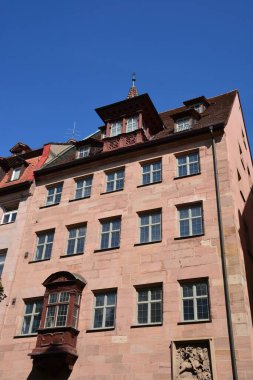 Nuremberg, Almanya 08.24.2021: Almanya 'nın Bavyera kentindeki tarihi binalar