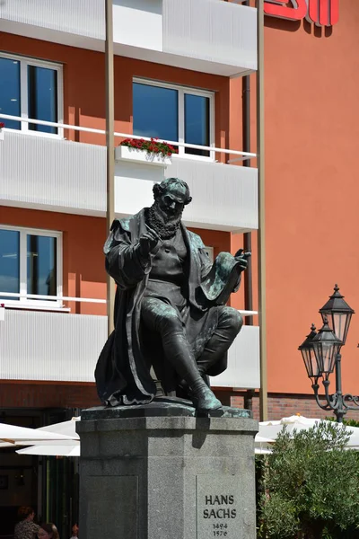 Núremberg Baviera Alemania 2021 Monumento Hans Sachs 1494 1576 Poeta — Foto de Stock