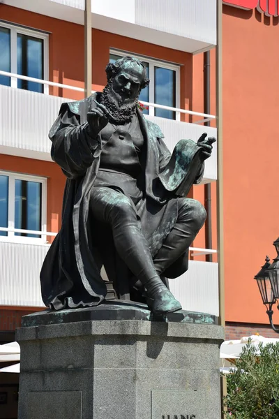 Нюрнберг Бавария Германия 2021 Памятник Хансу Заксу 1494 1576 Поэту — стоковое фото