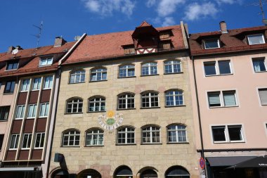 Nuremberg, Almanya 08.24.2021: Almanya 'nın Bavyera kentindeki tarihi binalar
