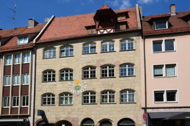 Nuremberg, Almanya 08.24.2021: Almanya 'nın Bavyera kentindeki tarihi binalar