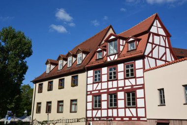 Nuremberg, Almanya 08.24.2021: Almanya 'nın Bavyera kentindeki tarihi binalar