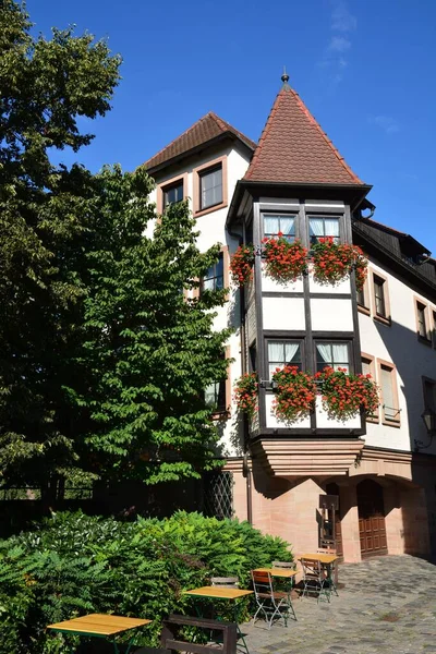 Nuremberga Alemanha 2021 Edifício Histórico Meia Madeira Com Janela Canto — Fotografia de Stock