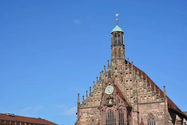 Нюрнберг Баварія Німеччина 2021 Церква Діви Марії Frauenkirche Готичному Стилі — стокове фото
