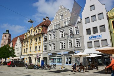 Ingolstadt, Bavyera, Almanya - 07.10.2021: Ingolstadt 'taki tarihi binalar