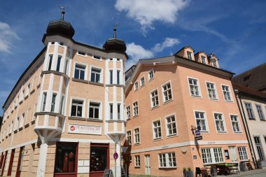 Eichsttt, Almanya 07.10.2021: Almanya 'nın Bavyera bölgesindeki Eichsttt kasabasında tarihi binalar