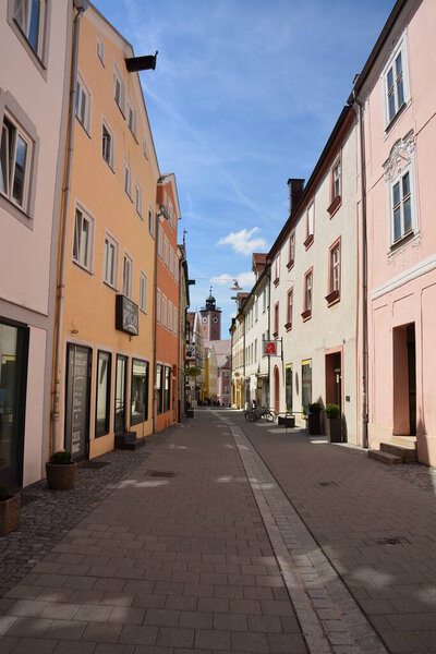 Eichsttt, Germany 07.10.2021: Street view with historical buildings in the town of Eichsttt, region Bavaria, Germany